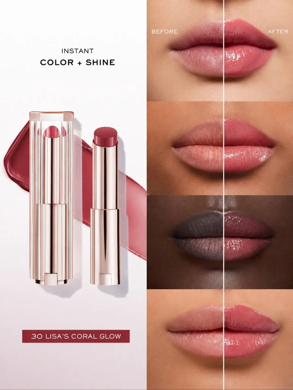 Lancome Lisa's Coral Glow Plumping Lip Butter Tinted Balm- Cool Tone Coral Pink